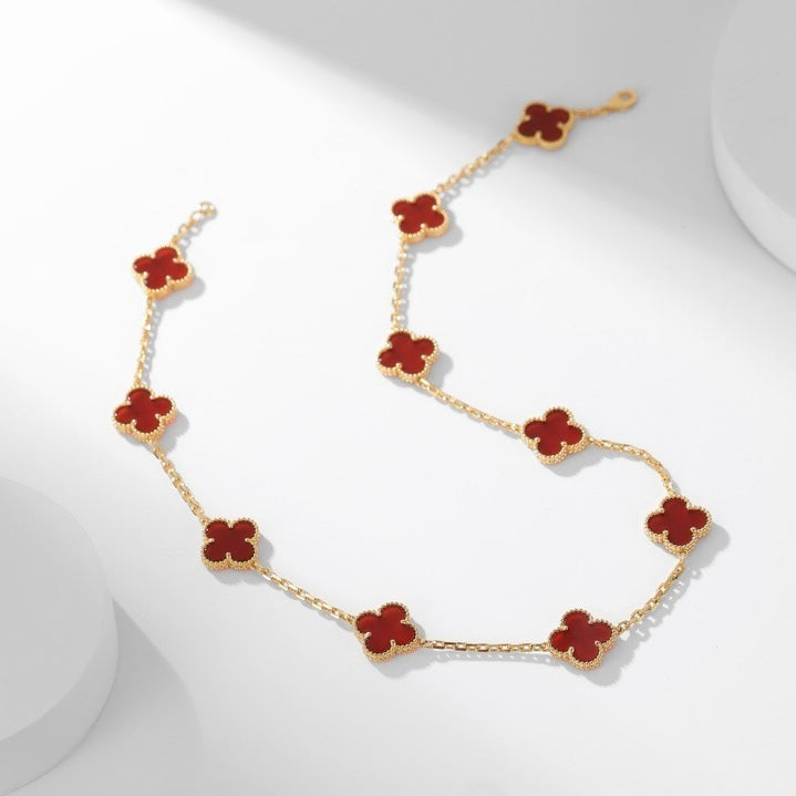 [Vicky]CLOVER 10 MOTIFS CARNELIAN NECKLACE