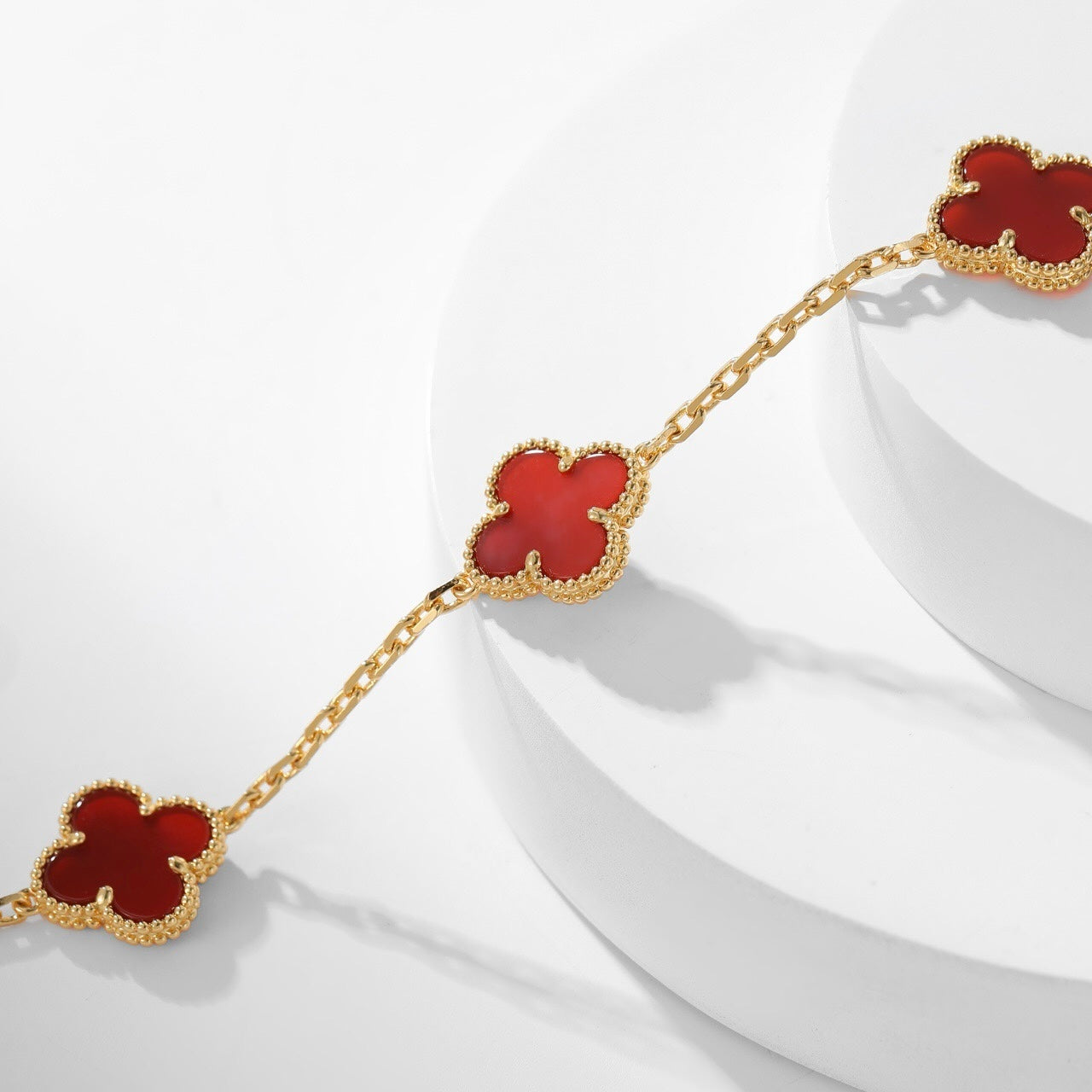 [Vicky]CLOVER 10 MOTIFS CARNELIAN NECKLACE