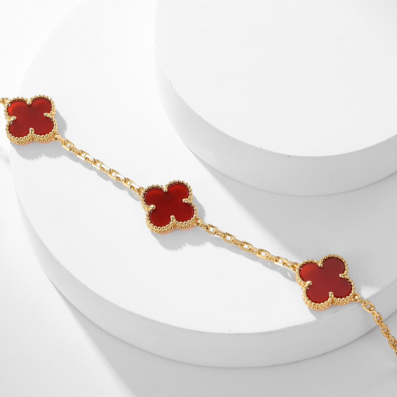 [Vicky]CLOVER 10 MOTIFS CARNELIAN NECKLACE
