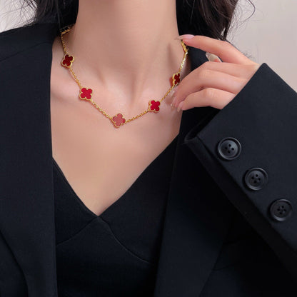 [Vicky]CLOVER 10 MOTIFS CARNELIAN NECKLACE