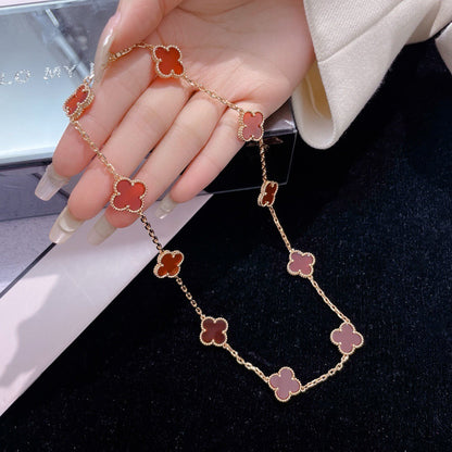 [Vicky]CLOVER 10 MOTIFS CARNELIAN NECKLACE