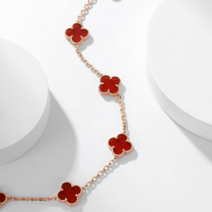 [Vicky]CLOVER 10 MOTIFS CARNELIAN NECKLACE