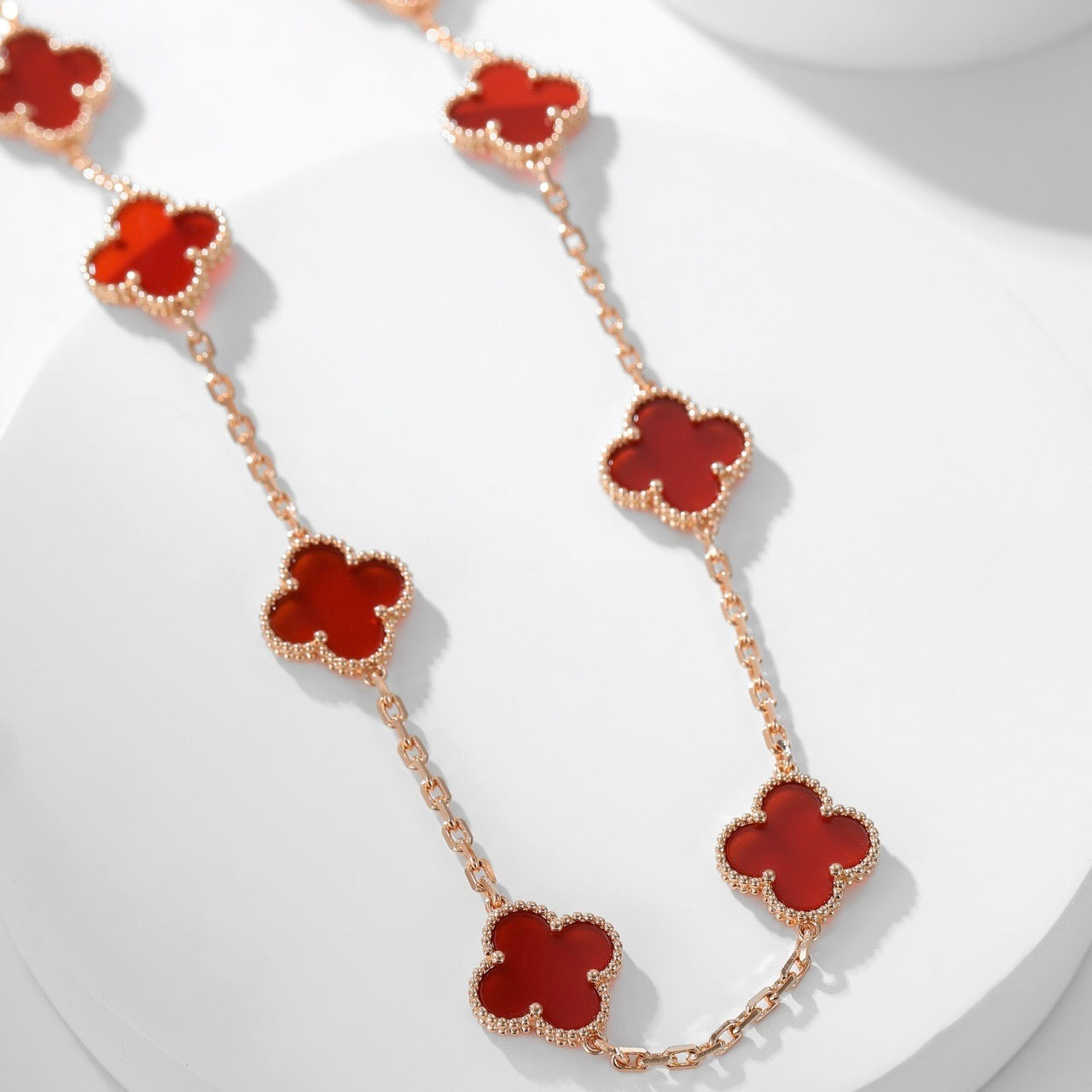 [Vicky]CLOVER 10 MOTIFS CARNELIAN NECKLACE