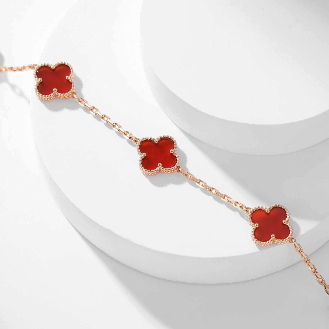 [Vicky]CLOVER 10 MOTIFS CARNELIAN NECKLACE