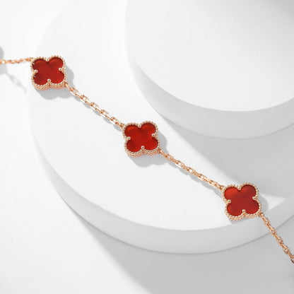 [Vicky]CLOVER 10 MOTIFS CARNELIAN NECKLACE