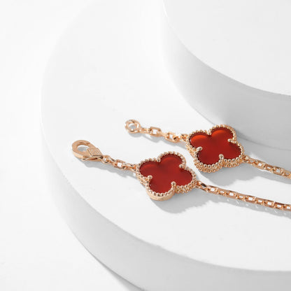 [Vicky]CLOVER 10 MOTIFS CARNELIAN NECKLACE