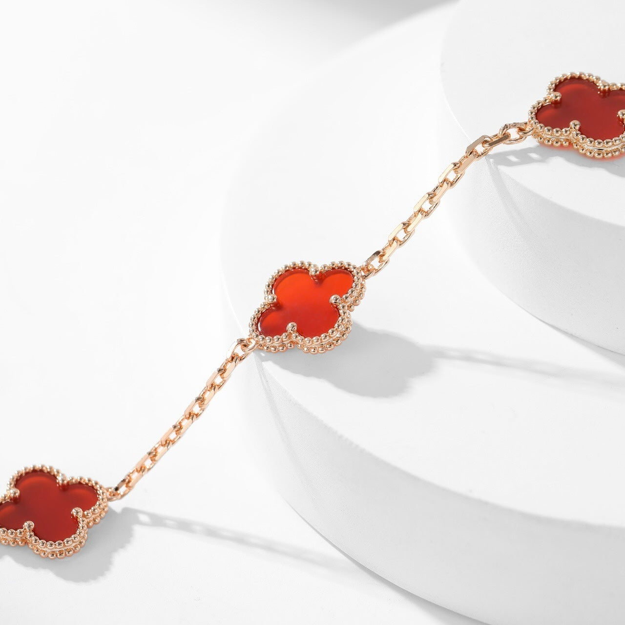 [Vicky]CLOVER 10 MOTIFS CARNELIAN NECKLACE