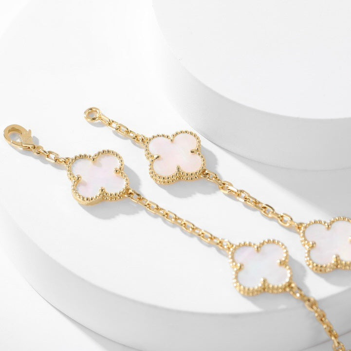 [Royal&Vicky]CLOVER 10 MOTIFS WHITE MOTHER OF PEARL NECKLACE