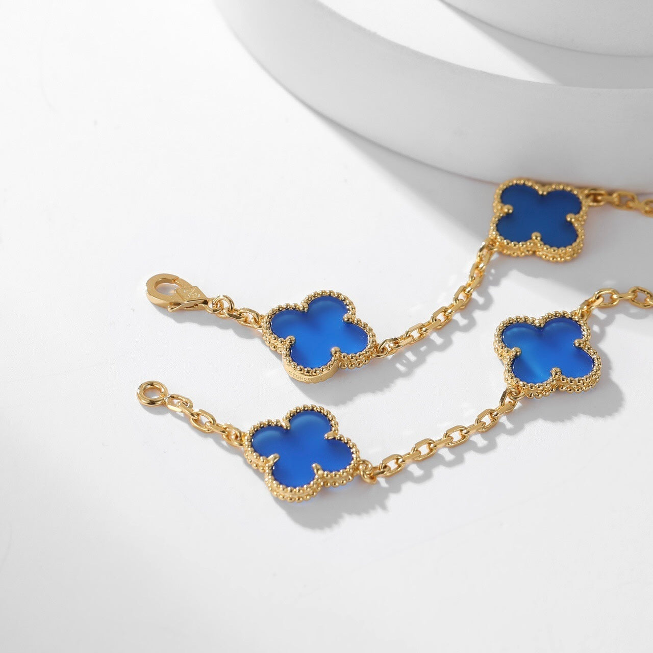 [Vicky]CLOVER 10 MOTIFS BLUE AGATE NECKLACE