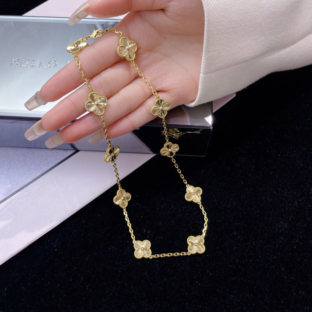 [Royal&Vicky]CLOVER 10 MOTIFS LASER NECKLACE