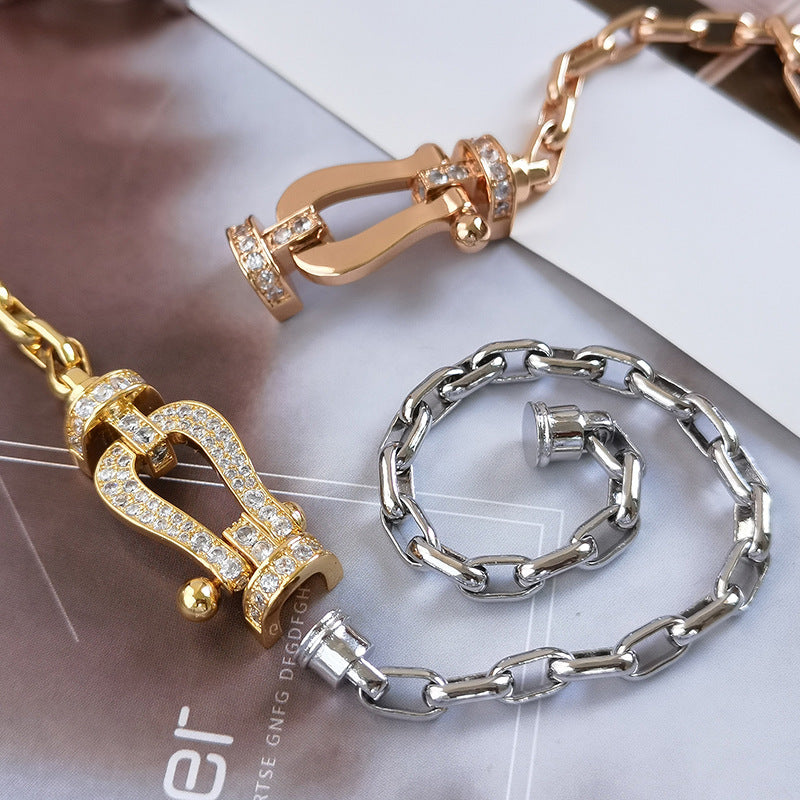 [Royal&Vicky]FORCE LARGE HORSESHOE CLASP  METAL BRACELET