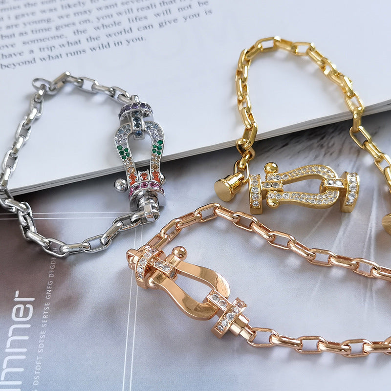 [Royal&Vicky]FORCE LARGE HORSESHOE CLASP  METAL BRACELET