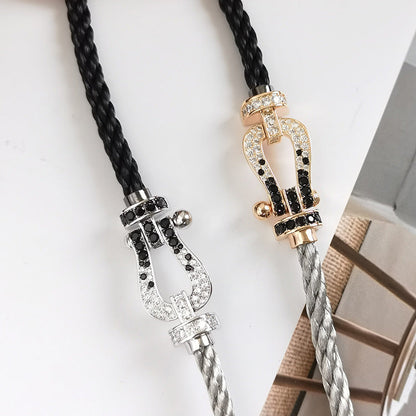 [Vicky]FORCE LARGE HORSESHOE BLACK WHITE DIAMOND BRACELET ROSE GOLD