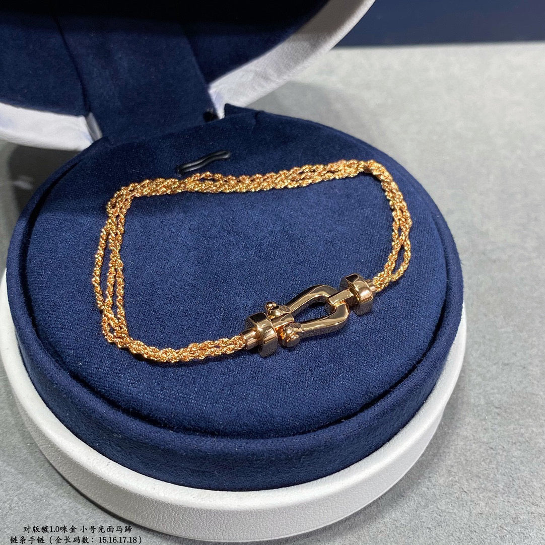 [Royal&Vicky]FORCE SMALL HORSESHOE  DIAMOND CHAIN ROPE BRACELET