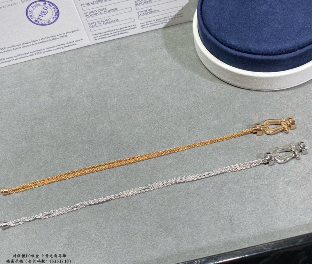 [Royal&Vicky]FORCE SMALL HORSESHOE  DIAMOND CHAIN ROPE BRACELET