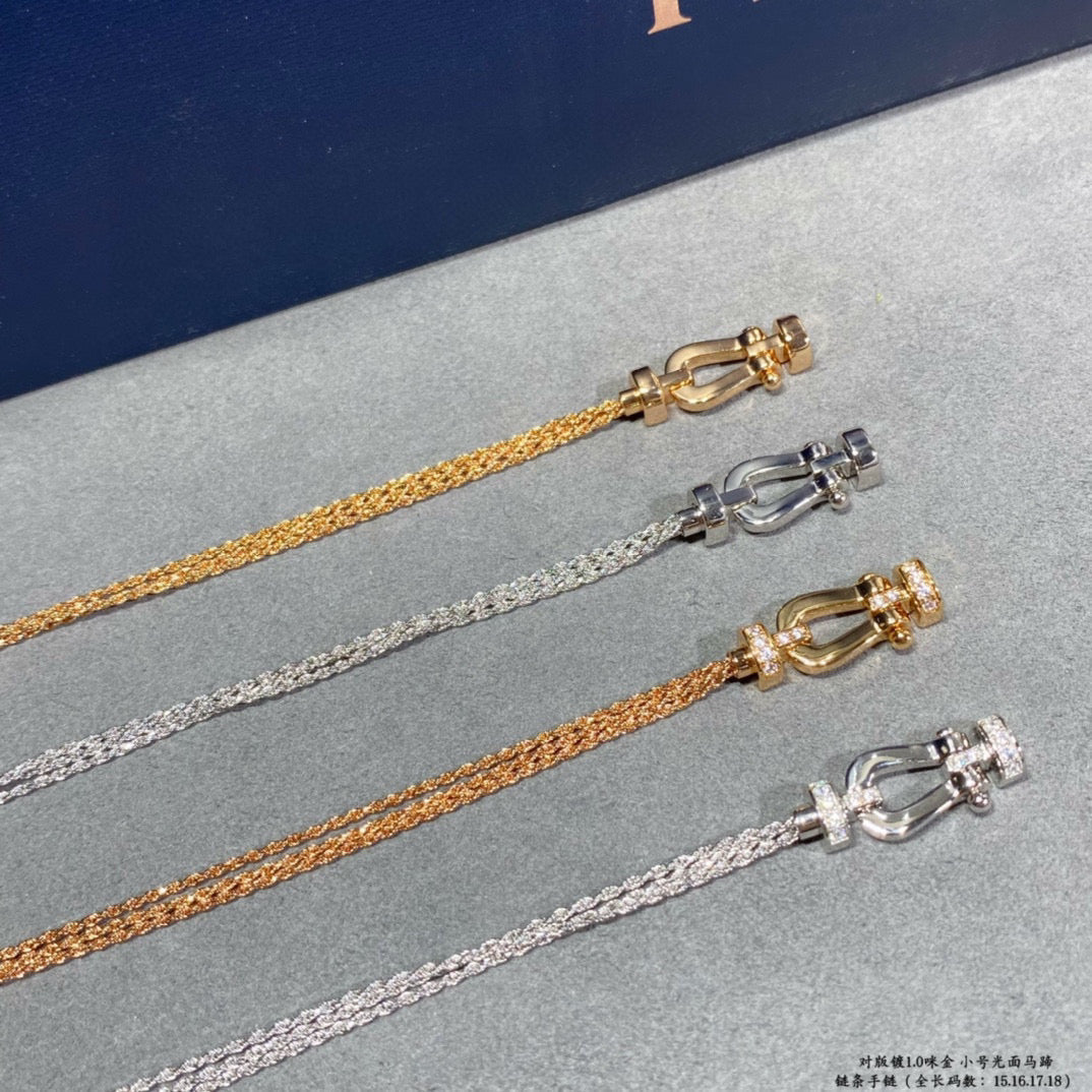 [Royal&Vicky]FORCE SMALL HORSESHOE  DIAMOND CHAIN ROPE BRACELET