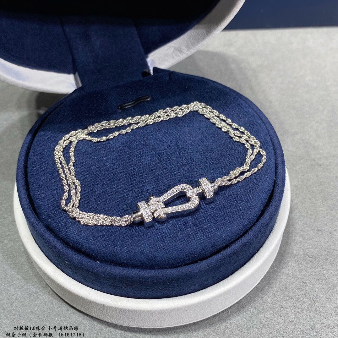 [Royal&Vicky]FORCE SMALL HORSESHOE  DIAMOND CHAIN ROPE BRACELET