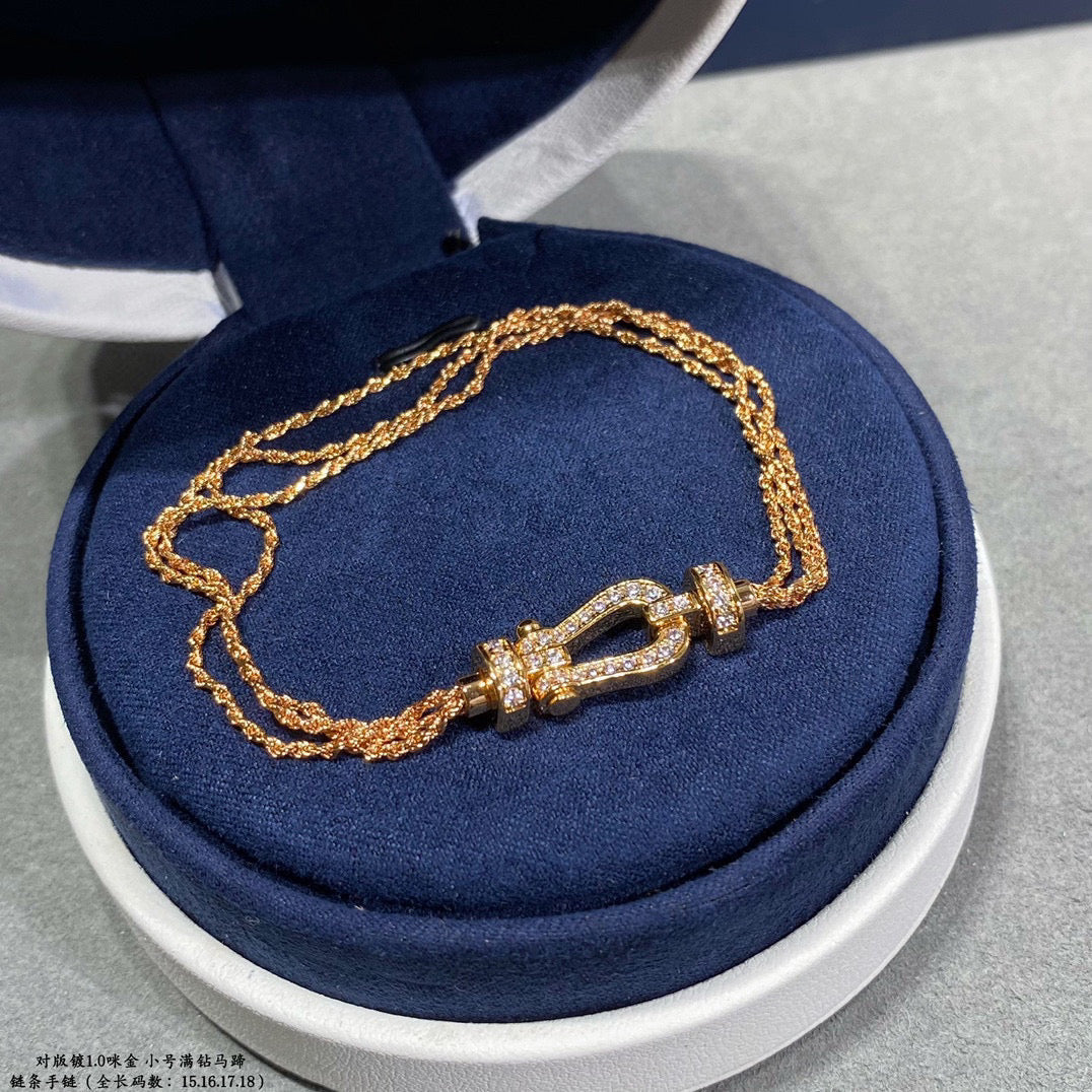 [Royal&Vicky]FORCE SMALL HORSESHOE  DIAMOND CHAIN ROPE BRACELET