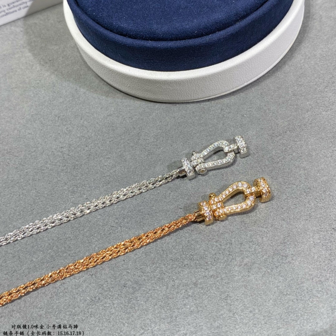 [Royal&Vicky]FORCE SMALL HORSESHOE  DIAMOND CHAIN ROPE BRACELET