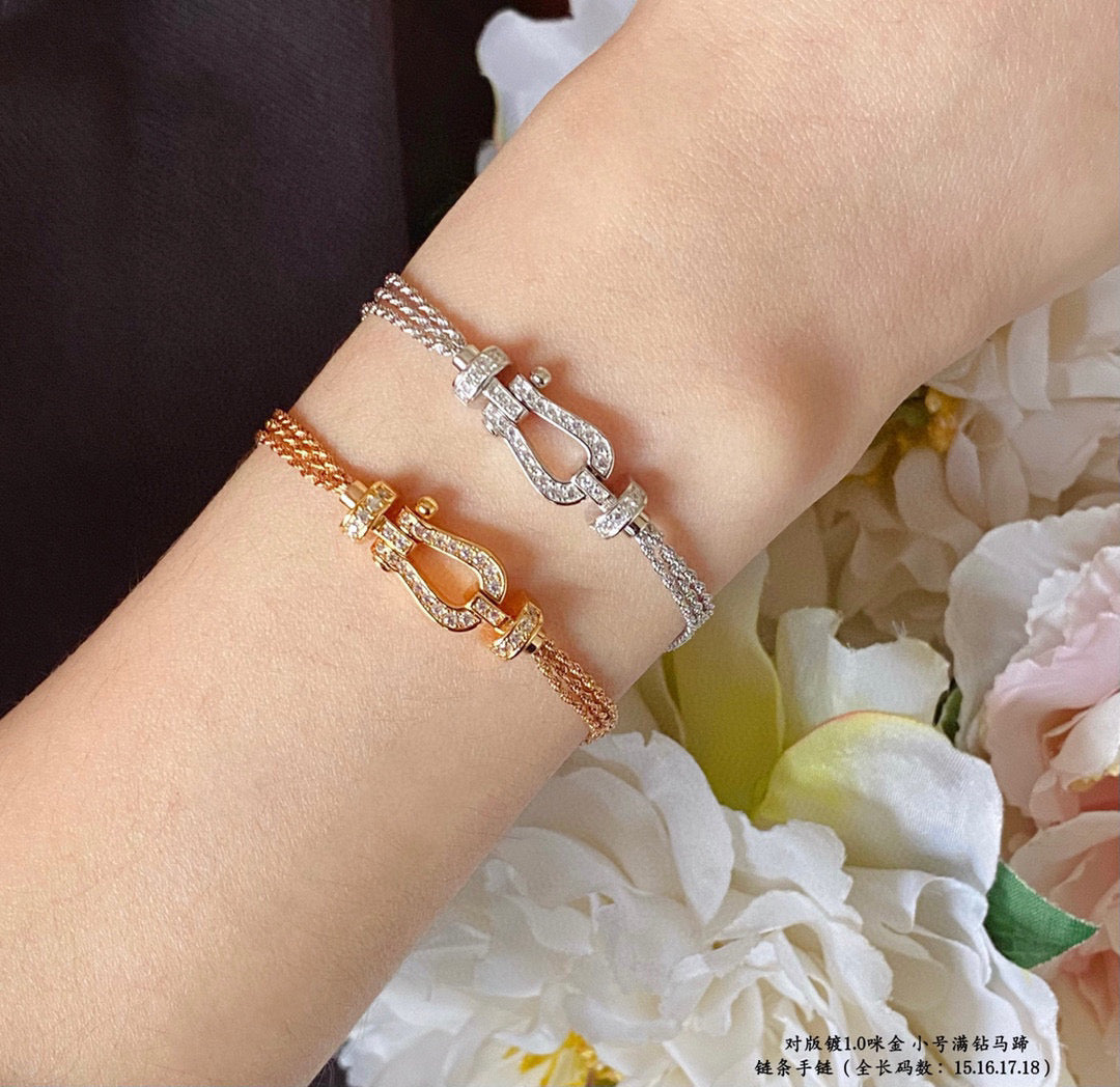 [Royal&Vicky]FORCE SMALL HORSESHOE  DIAMOND CHAIN ROPE BRACELET
