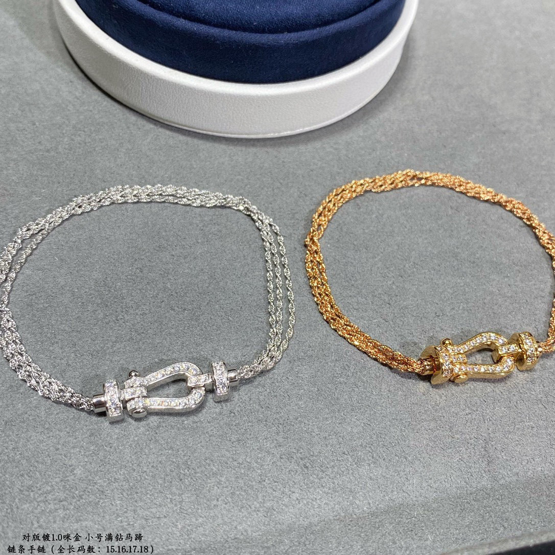 [Royal&Vicky]FORCE SMALL HORSESHOE  DIAMOND CHAIN ROPE BRACELET