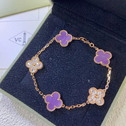 [Vicky] CLOVER 5 MOTIF VIOLET BRACELET COLLECTION