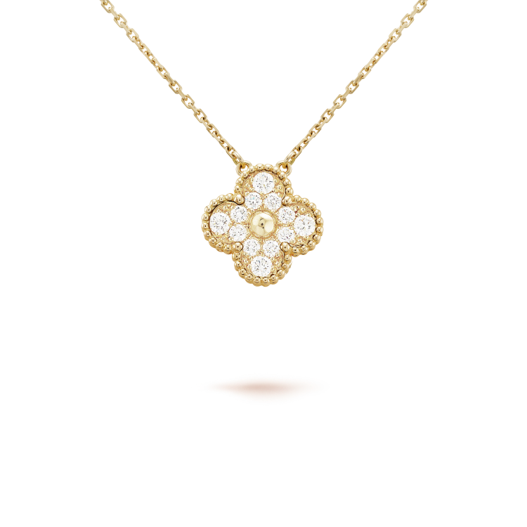 [Vicky]CLOVER 15MM DIAMOND SINGLE FLOWER NECKLACE