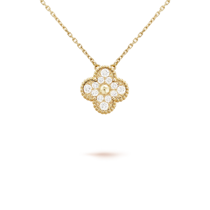 [Vicky]CLOVER 15MM DIAMOND SINGLE FLOWER NECKLACE