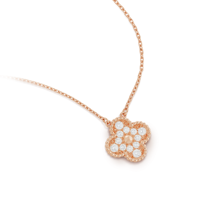 [Vicky]CLOVER 15MM DIAMOND SINGLE FLOWER NECKLACE