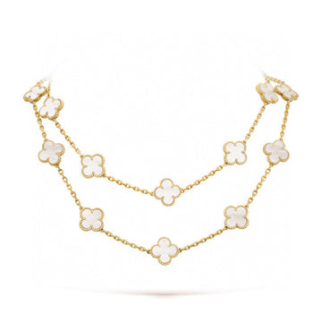 [Royal&Vicky]CLOVER 20 MOTIFS WHITE MOP NECKLACE