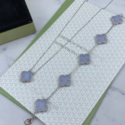 [Vicky] CLOVER 5 MOTIF PURPLE CHALCEDONY BRACELET COLLECTION