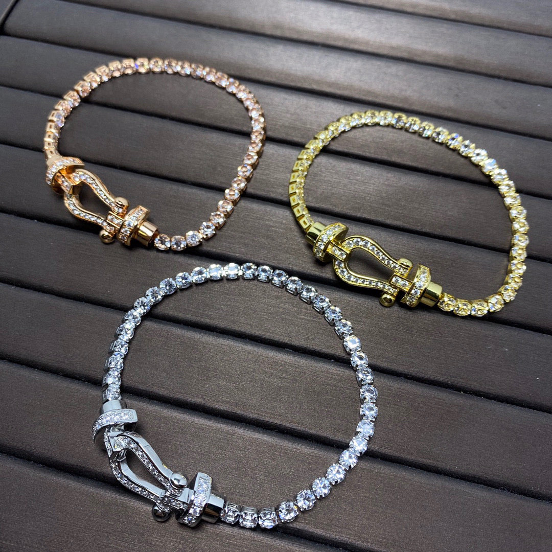 [Royal&Vicky]FORCE  LARGE HORSESHOE FULL DIAMOND TENNIS BRACELET