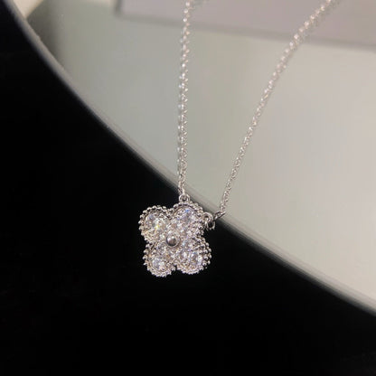 [Vicky]CLOVER 15MM DIAMOND SINGLE FLOWER NECKLACE