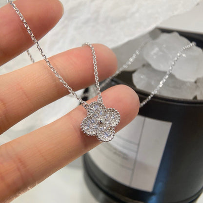[Vicky]CLOVER 15MM DIAMOND SINGLE FLOWER NECKLACE