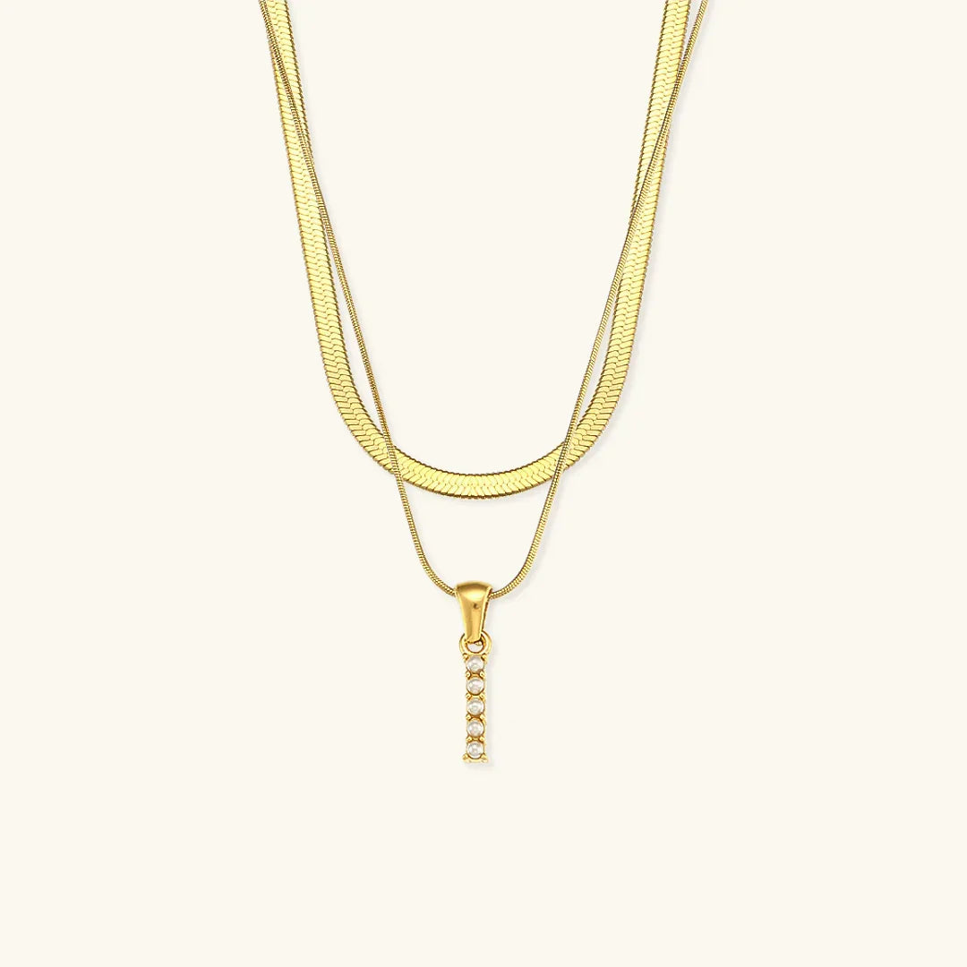 [Royal Vicky]Fiona Layered Gold Initial Letter Necklace