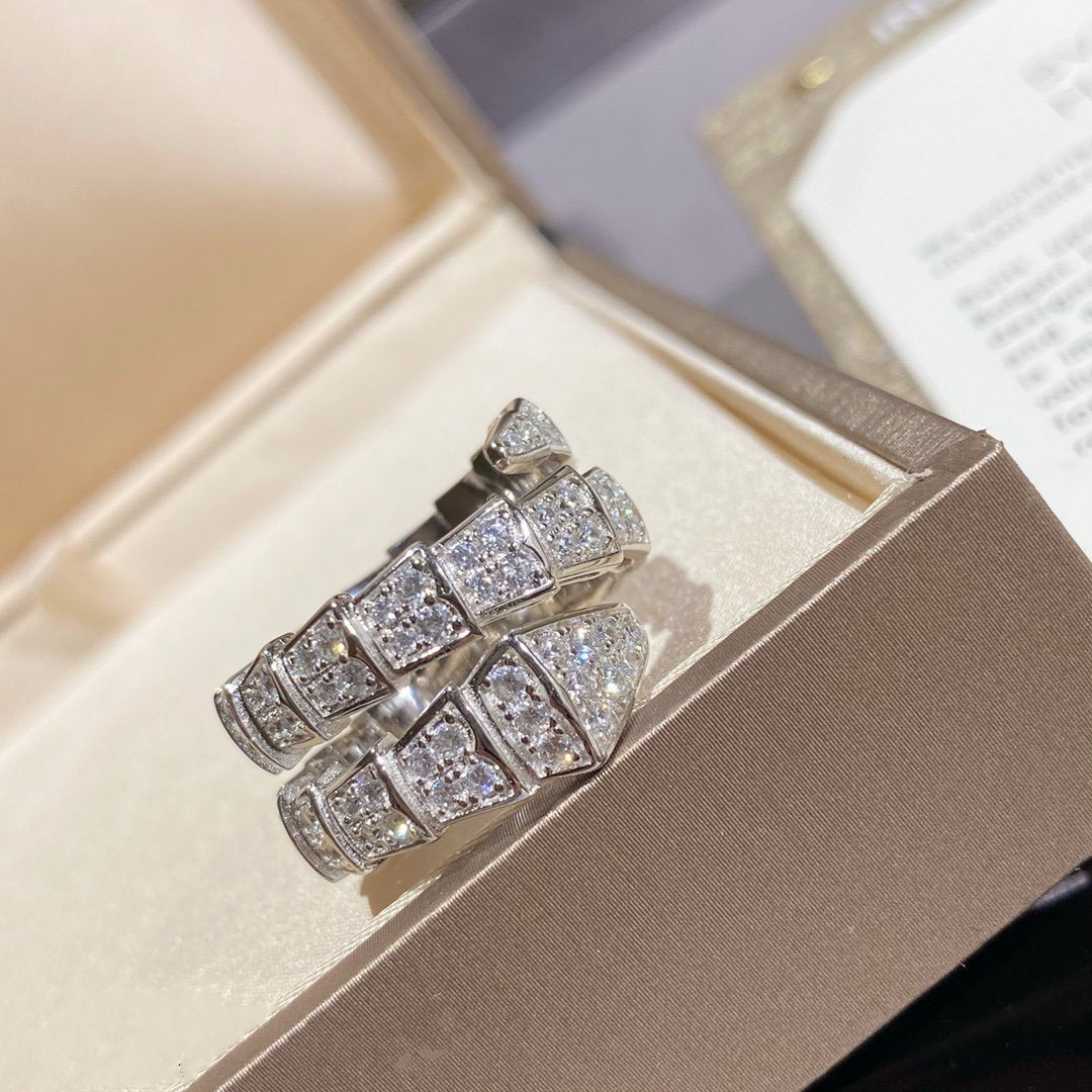 [Vicky]SERPENTI DOPPELRING SILBER MIT DIAMANTEN