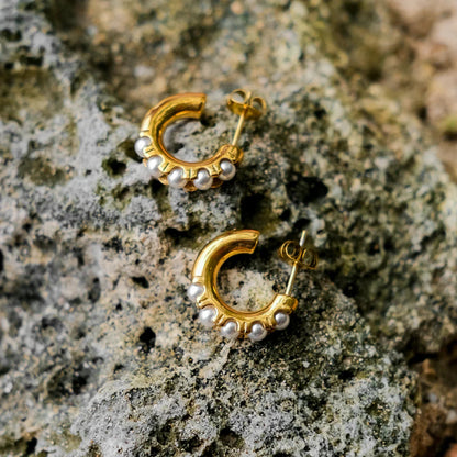 [Royal Vicky]Irene Pearl Hoop Earrings