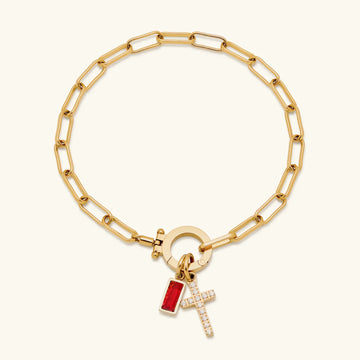 [Royal&Vicky]Annabella Birthstone Cross Bracelet