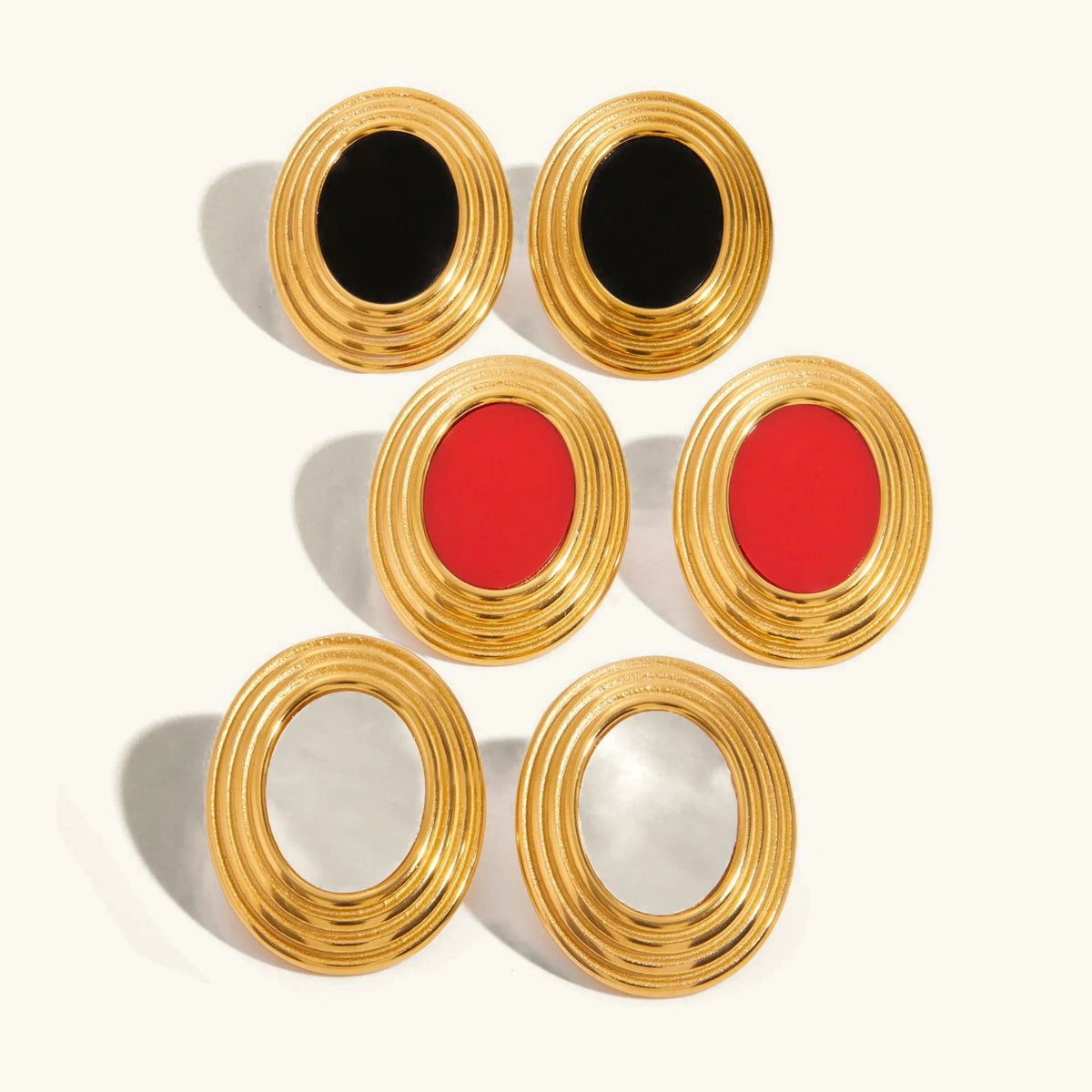 [Royal&Vicky]Ruthie Gold-Emaille-Ohrringe