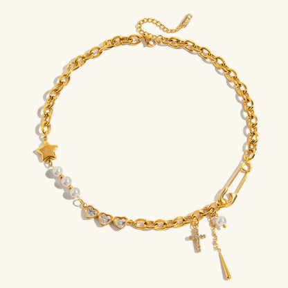 [Royal Vicky]Zeraphine Diamond Pearl Gold Necklace