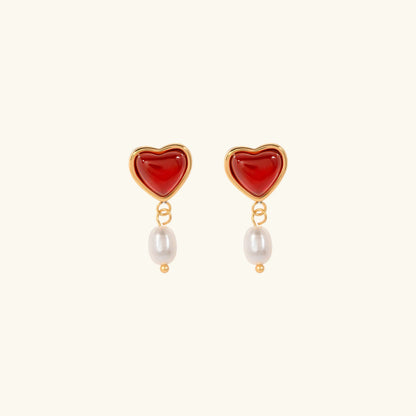 [Royal Vicky]Sabina Pearl Heart Gold Earrings