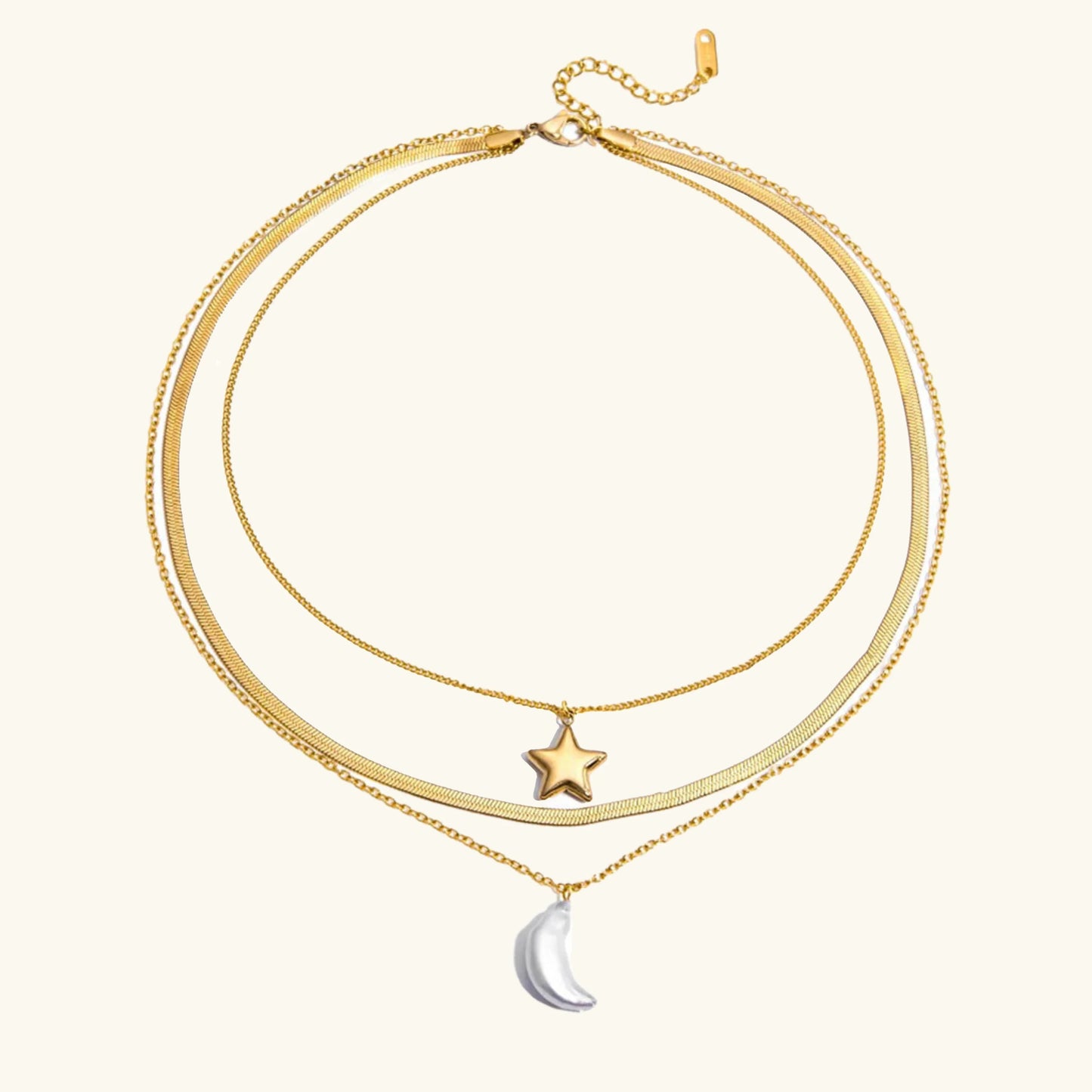 [Royal Vicky]Cirra Sun & Moon Layered Gold Necklace