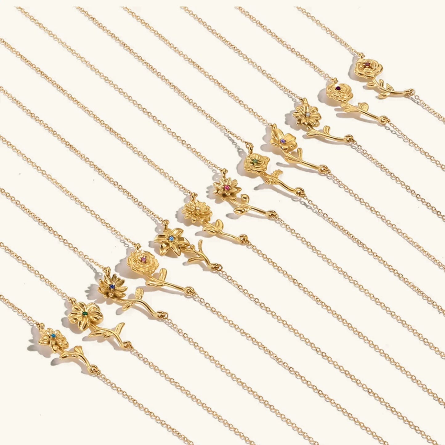 [Royal Vicky]Maribelle Birth Flower Gold Necklace