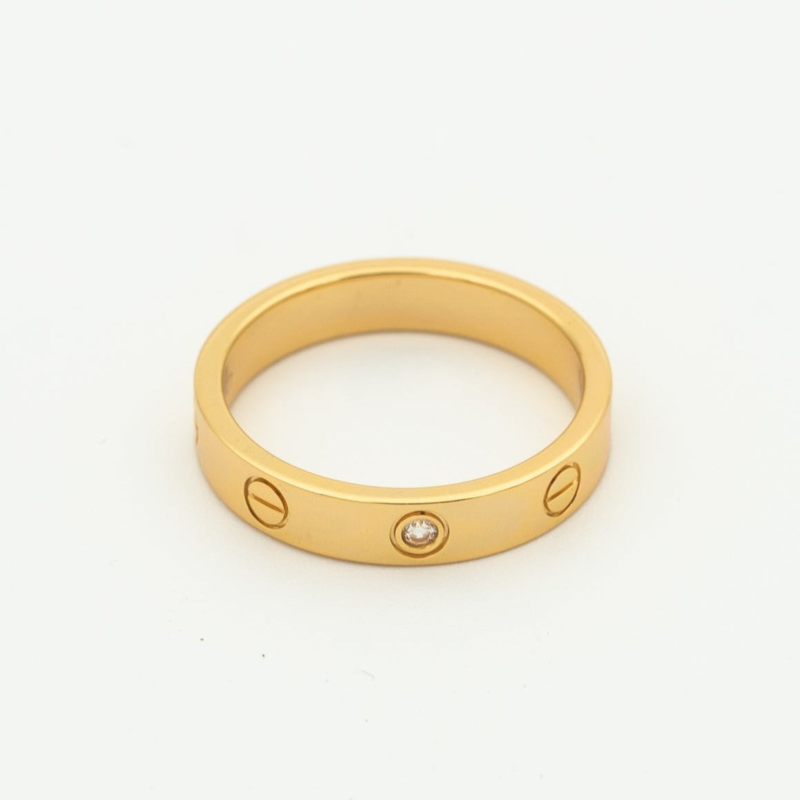 [Vicky]Liebesring 4mm 1 Diamant Roségold