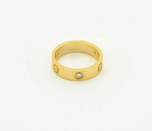 [Vicky]Liebesring 4mm 1 Diamant Gold