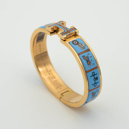 [Vicky]H PINK GOLD BRACELET BLUE CERAMIC