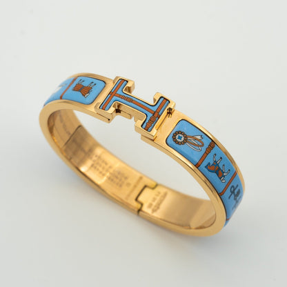 [Vicky]H PINK GOLD BRACELET BLUE CERAMIC