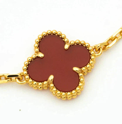 [Vicky] CLOVER 5 MOTIF RED CORNELIAN BRACELET COLLECTION