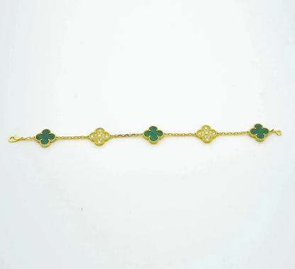 [Vicky] CLOVER 5 MOTIF MALACHITE BRACELET COLLECTION