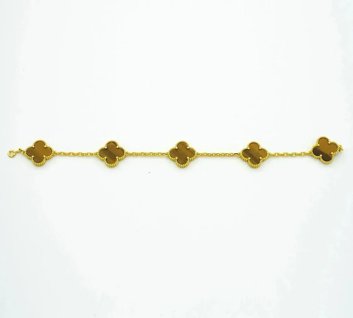 [Vicky] CLOVER 5 MOTIFS TIGER EYE BRACELET COLLECTION